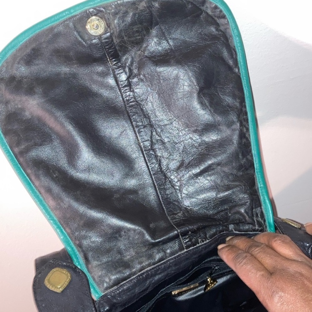 Vintage Color-block 80’s 90’s Leather  Bag - Picture 4 of 13